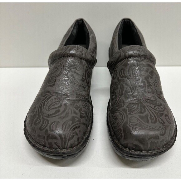 BOC Born Concepts women rsize 7.5 M EU 38.5 gray embossed floral clogs shoes - Picture 1 of 12